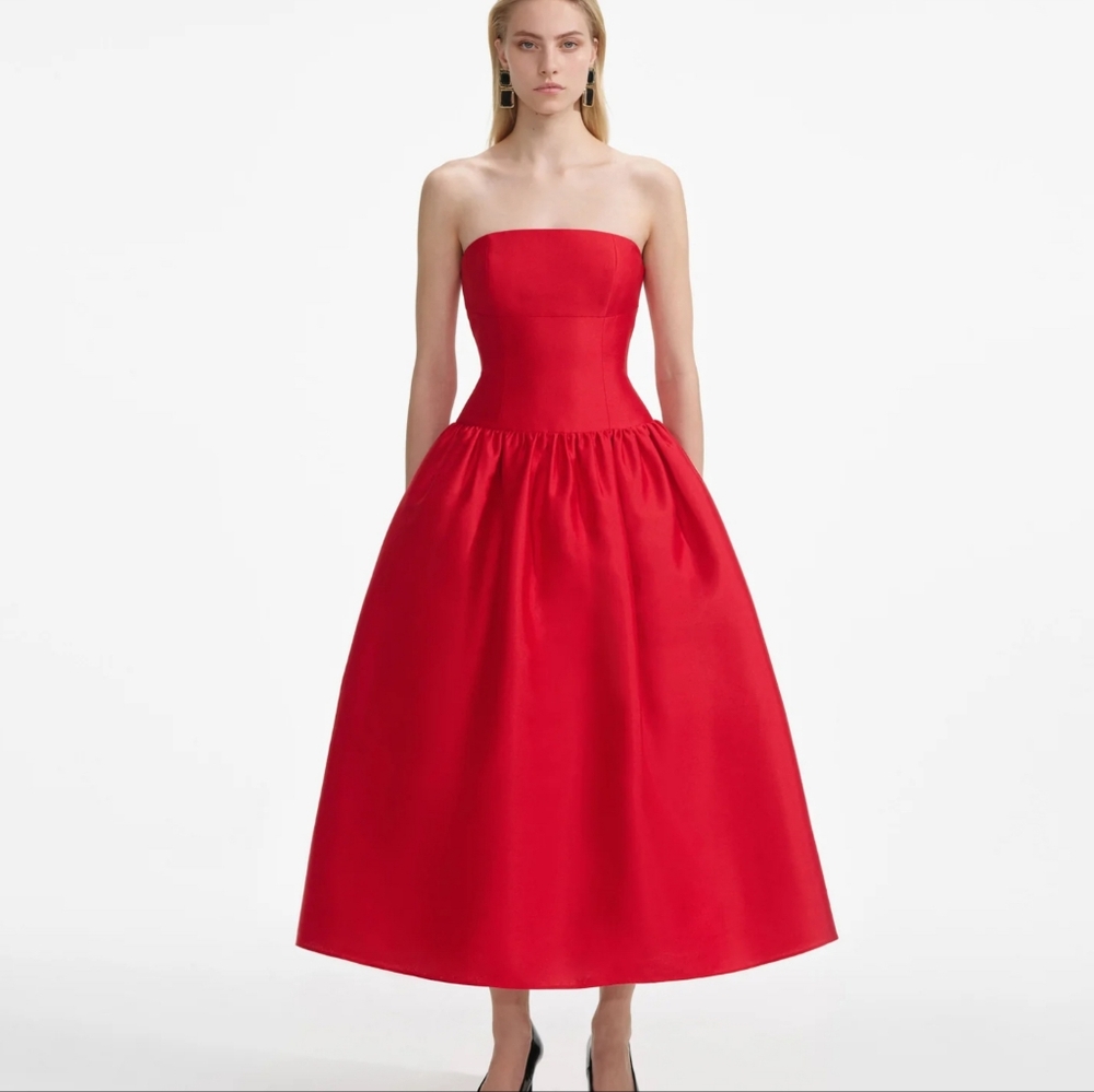 Self-Portrait Red Midi Dress
